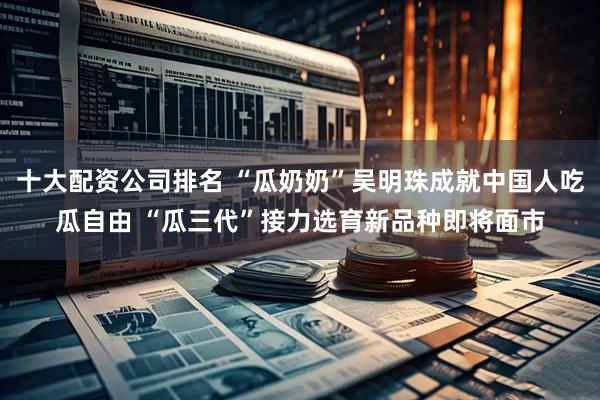 十大配资公司排名 “瓜奶奶”吴明珠成就中国人吃瓜自由 “瓜三代”接力选育新品种即将面市
